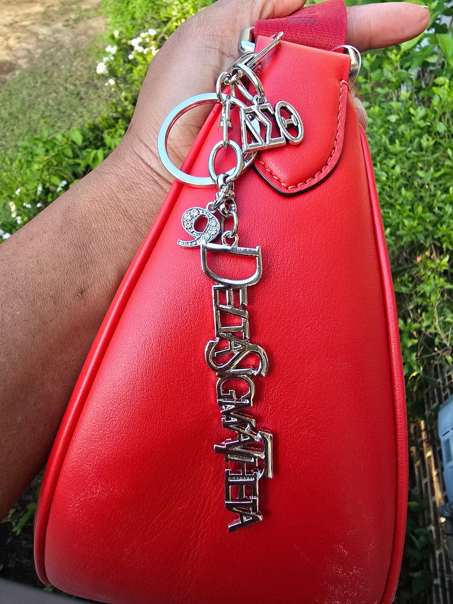 DST Handbag Charm/Key Ring - Gold Delta Sigma Theta Purse Charm - Sorority Charm/Key Ring - DST Purse Charm/Key Ring - Sorority Purse Charm/Key Ring - 1913 Purse Charm/ Key Ring