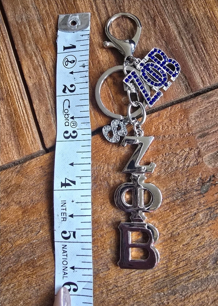 Large Zeta Phi Beta Handbag Charm/Key Ring -  Zeta Phi Beta Purse Charm - Sorority Charm/Key Ring - Z Phi B Purse Charm/Key Ring
