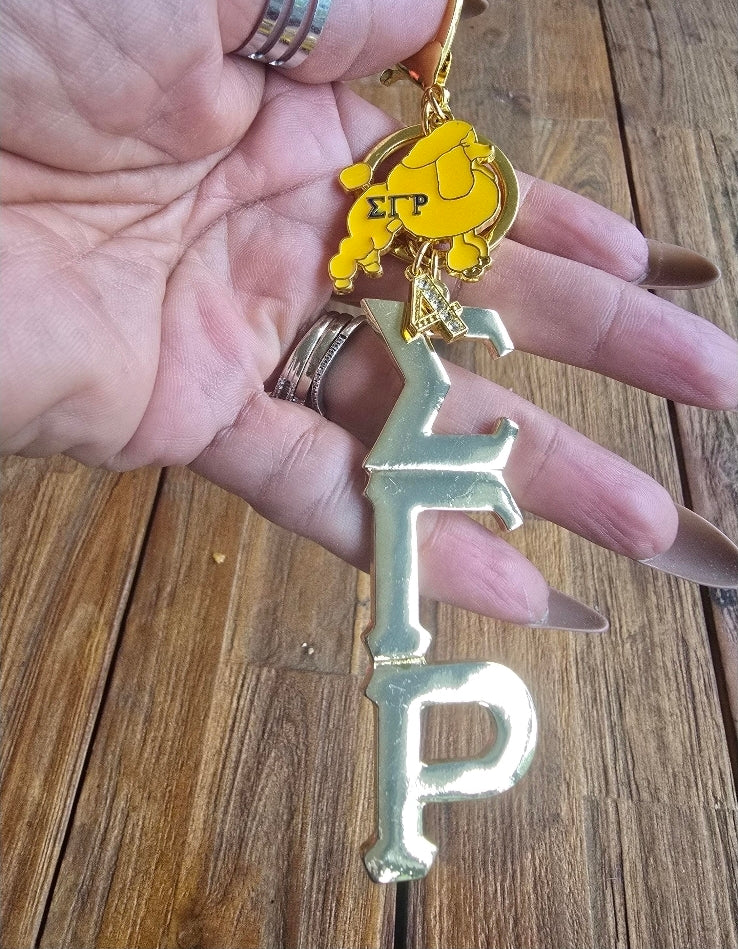 Large Sigma Gamma Rho Handbag Charm/Key Ring - Sigma Gamma Rho Purse Charm - Sorority Charm/Key Ring - SGRho Purse Charm/Key Ring