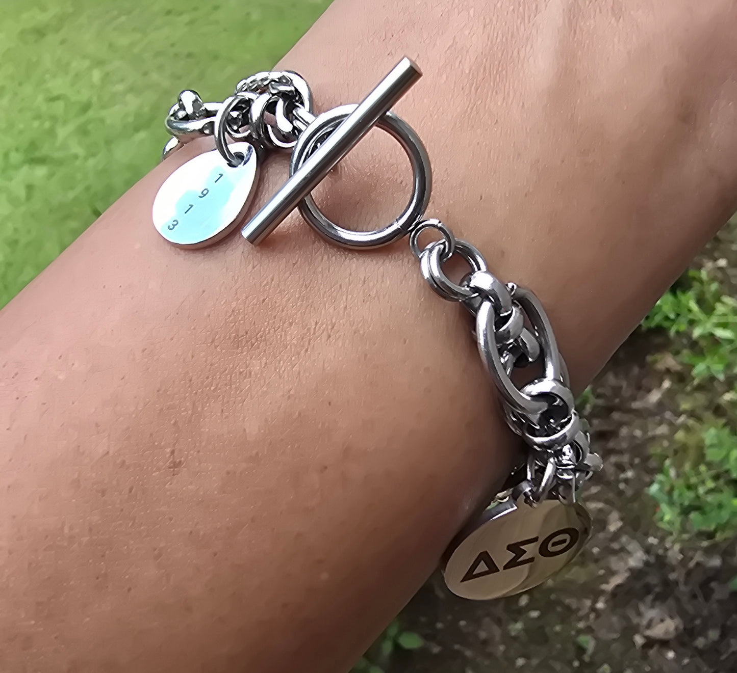 Delta Sigma Theta Sorority Bracelet Available In Gold & Silver