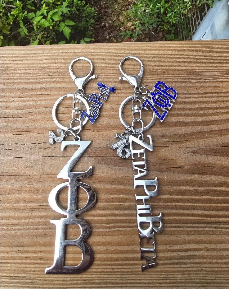 Large Zeta Phi Beta Handbag Charm/Key Ring -  Zeta Phi Beta Purse Charm - Sorority Charm/Key Ring - Z Phi B Purse Charm/Key Ring