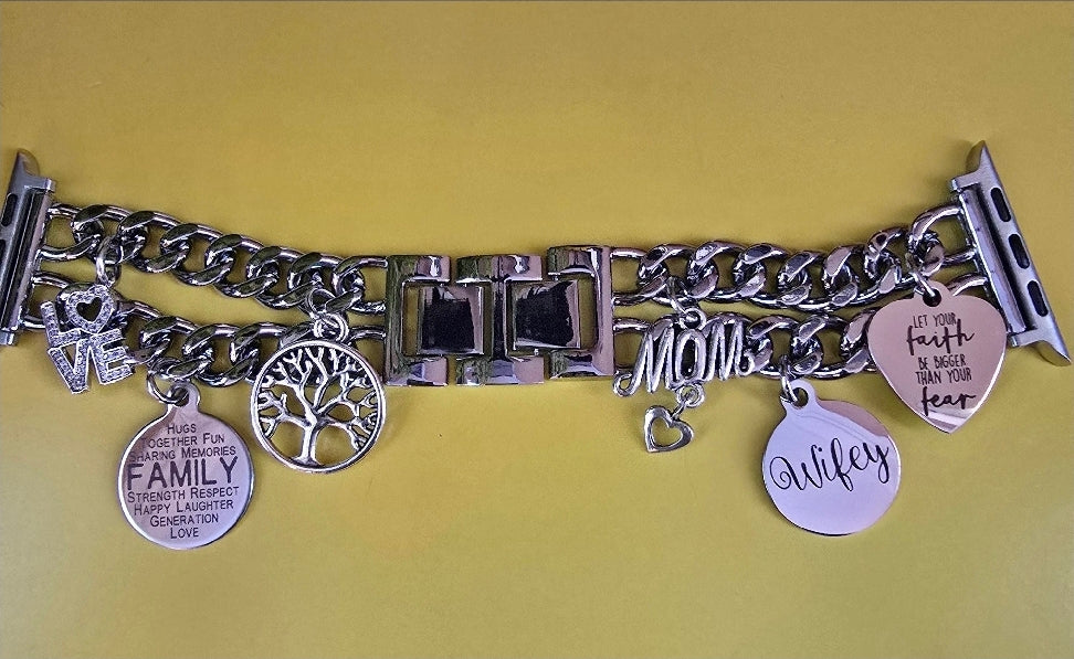 Customize Your Apple Link Watch Band Available In Silver & Gold (select up to 6 charms of your choice)