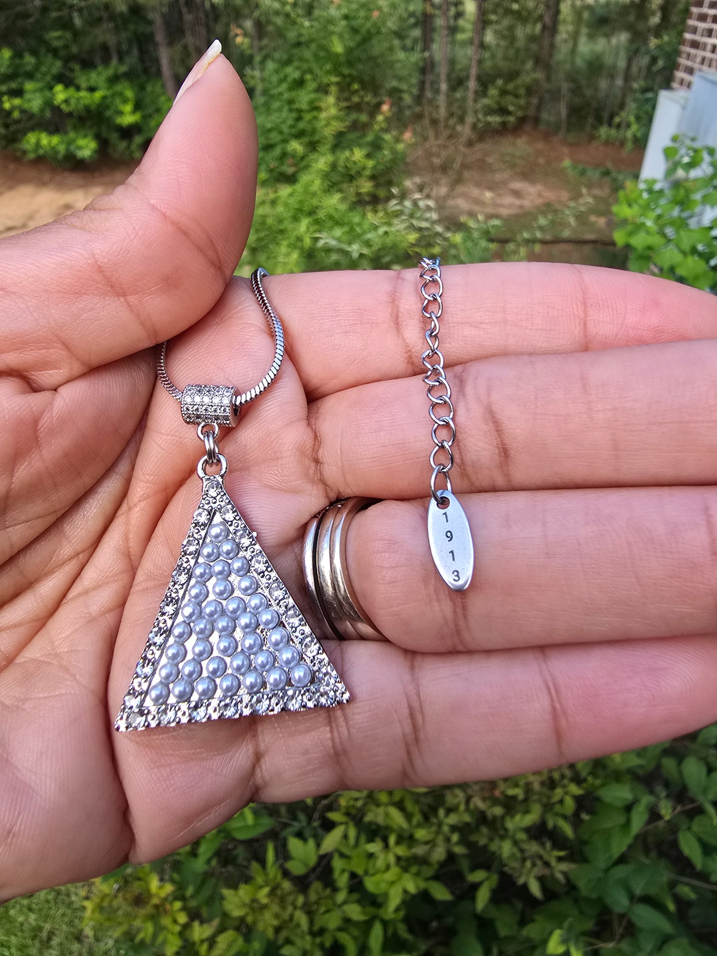 Delta Sigma Theta Sorority Pyramid Necklace