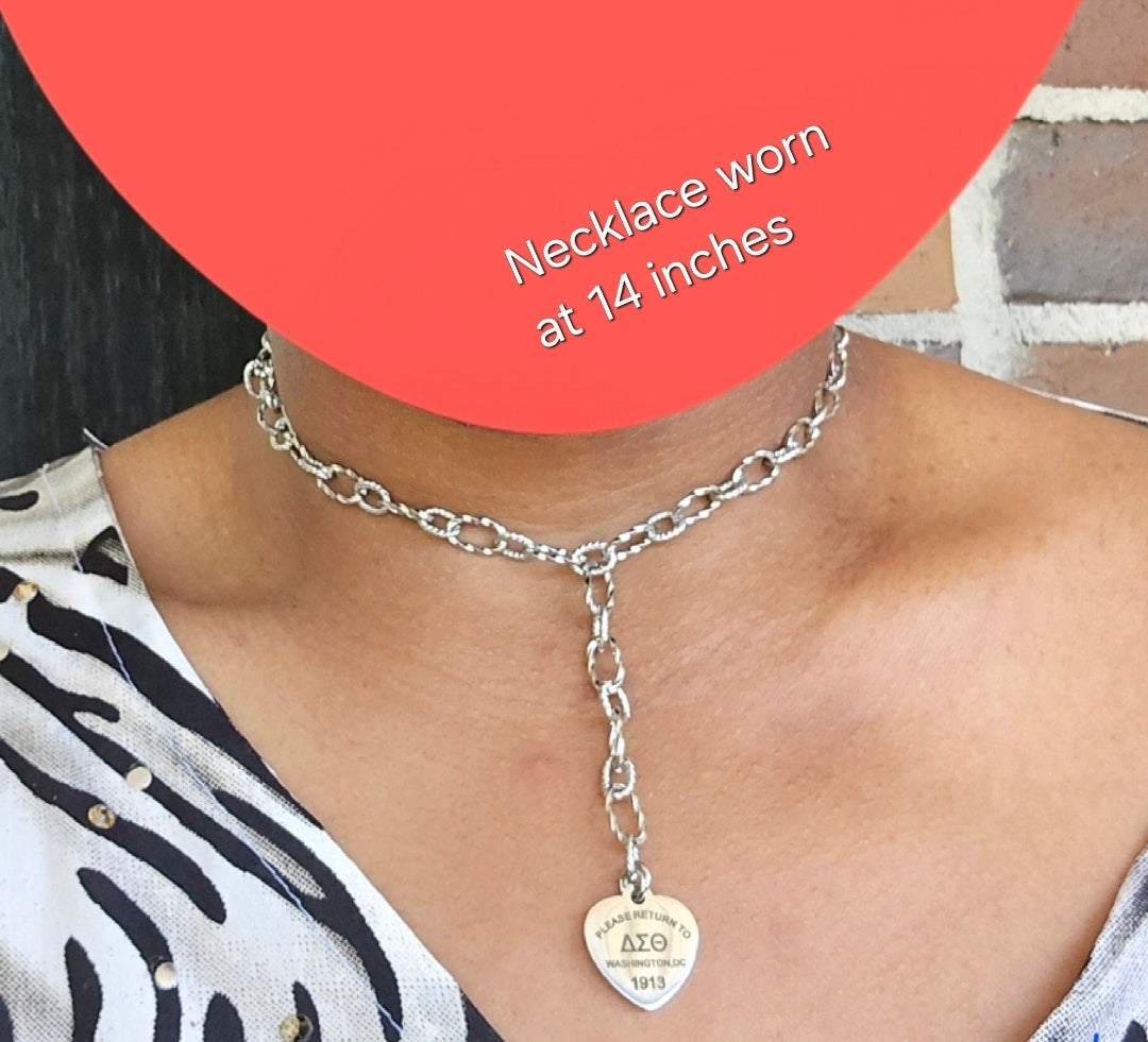 Delta Sigma Theta Heart Lariat necklace- Sorority necklace - Delta Jewelry - Delta Sigma Theta gift - HBCU - Divine Nine Sororities