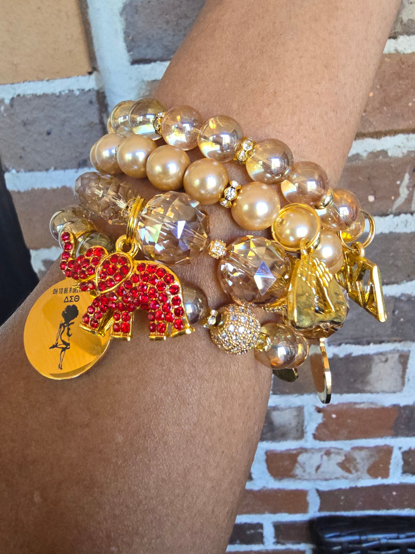 Delta Sigma Theta Gold Stack Bracelet Custom Fit Set (please message with line number if would like added to design)