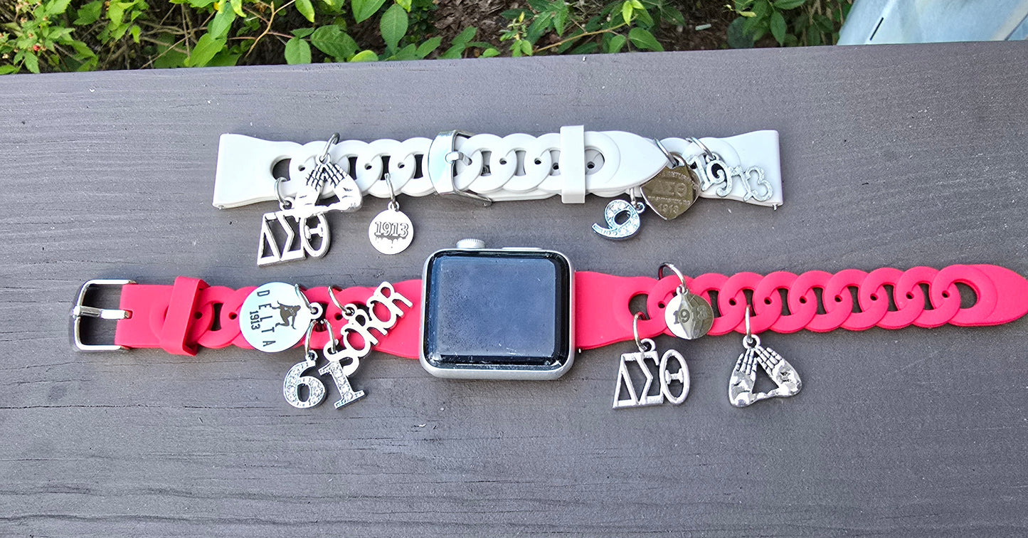 Delta Sigma Theta Silicone Apple Watch Band - Delta Sigma Theta Apple Watch Band- Sorority Watch Band - DST Watch Band - Delta Watch Band