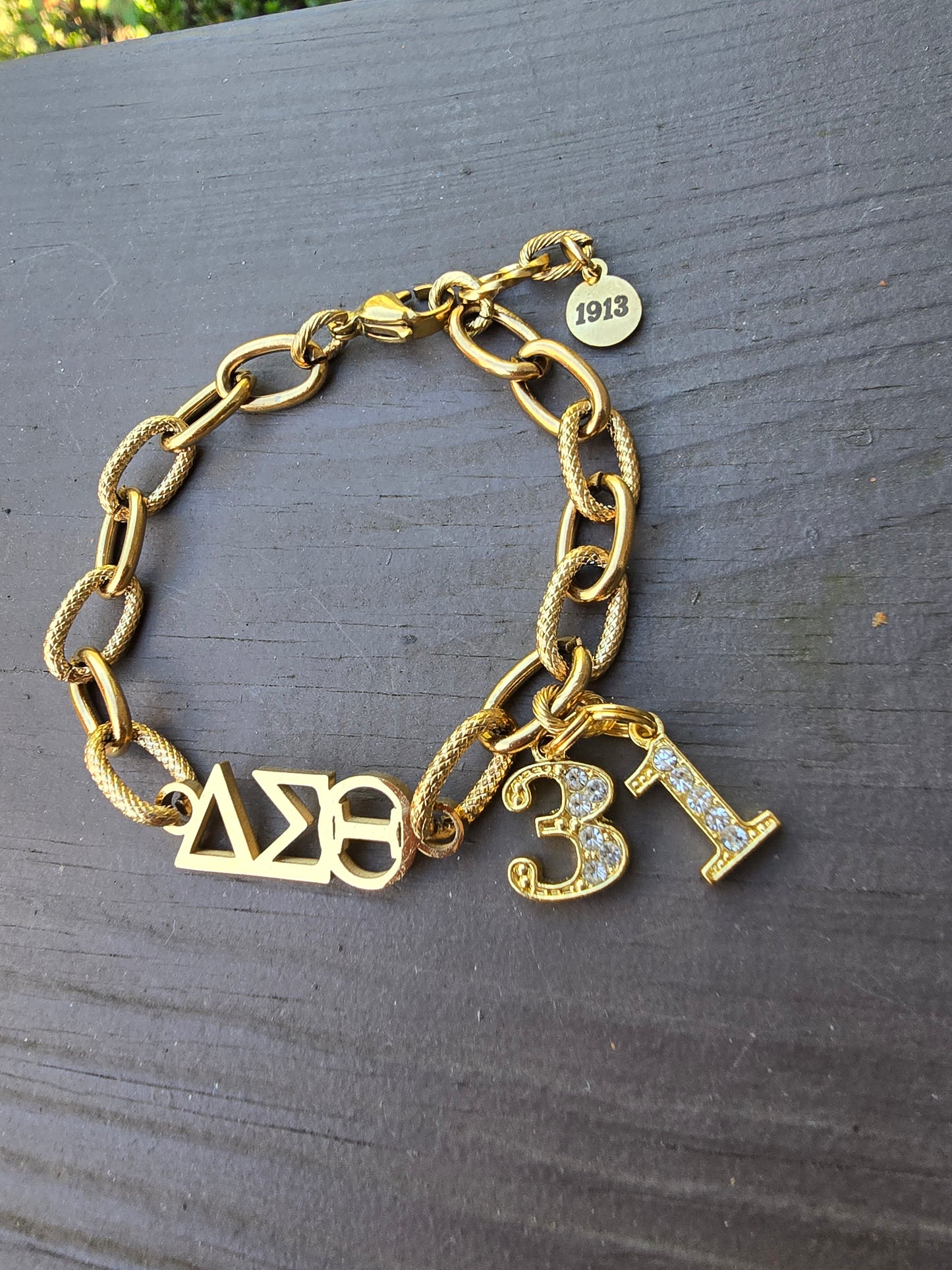 Delta Sigma Theta Greek Letter Chunky Link Sorority Bracelet