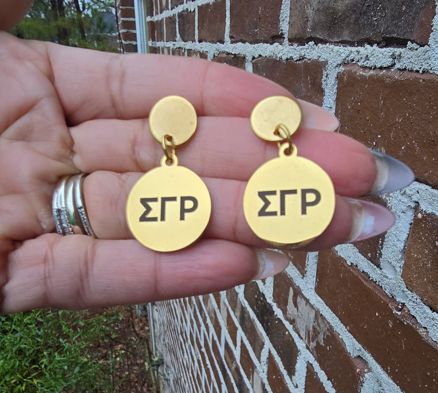 SGRho Dangle Earrings - Sigma Gamma Rho Earrings - Sigma Gamma Rho Jewelry - Sorority Jewelry