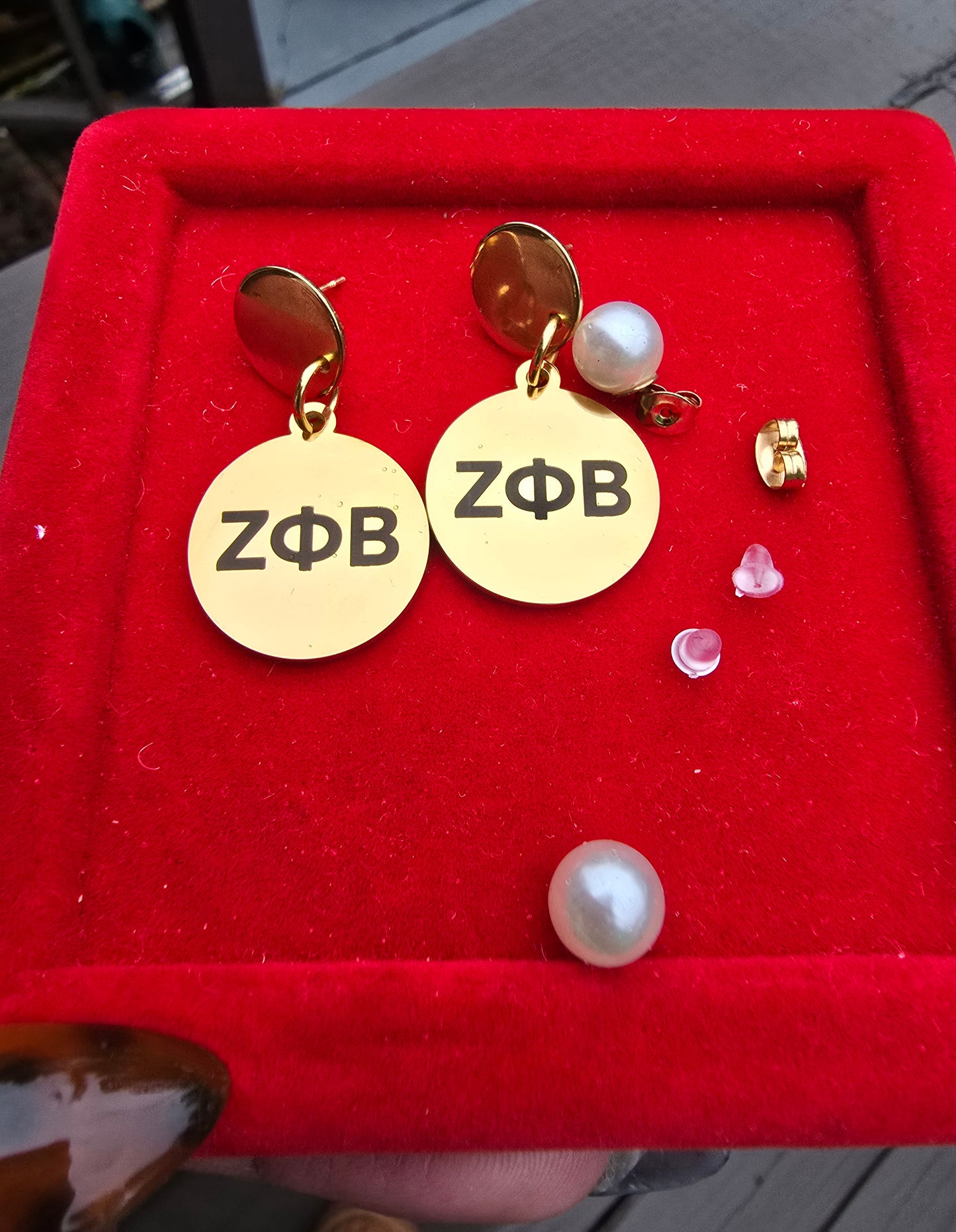 Zeta Phi Beta Dangling Earrings - Z Phi B Earrings - Zeta Phi Beta earrings - Sorority Jewelry - Jewelry - FREE SHIPPING