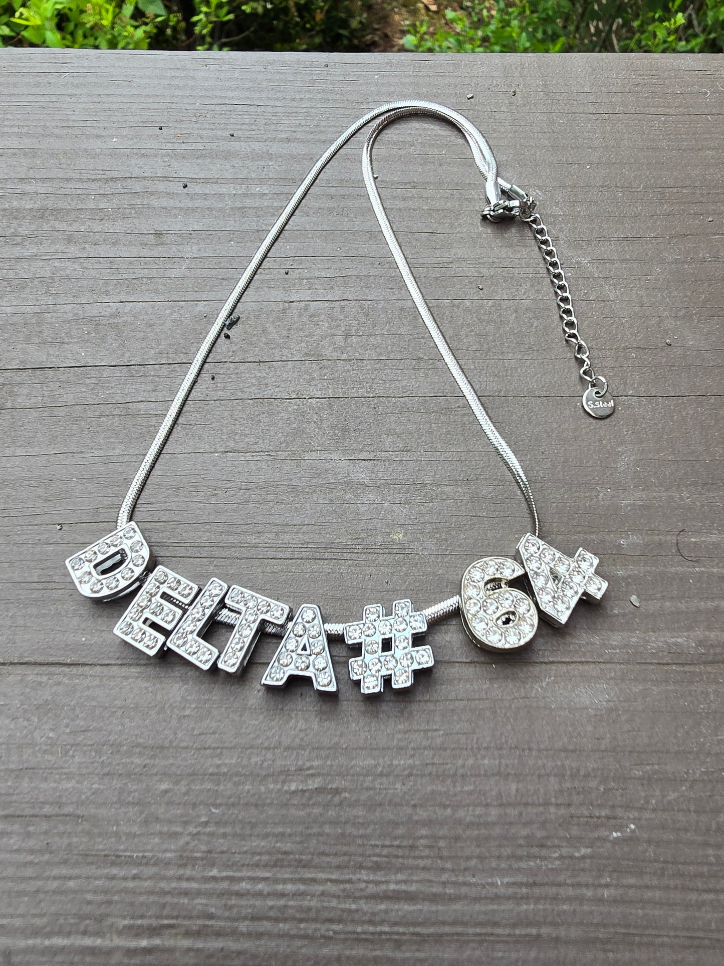 Personalized Delta Sigma Theta Bling Line number necklaces - Line Number Custom Necklace - Delta Line number necklace