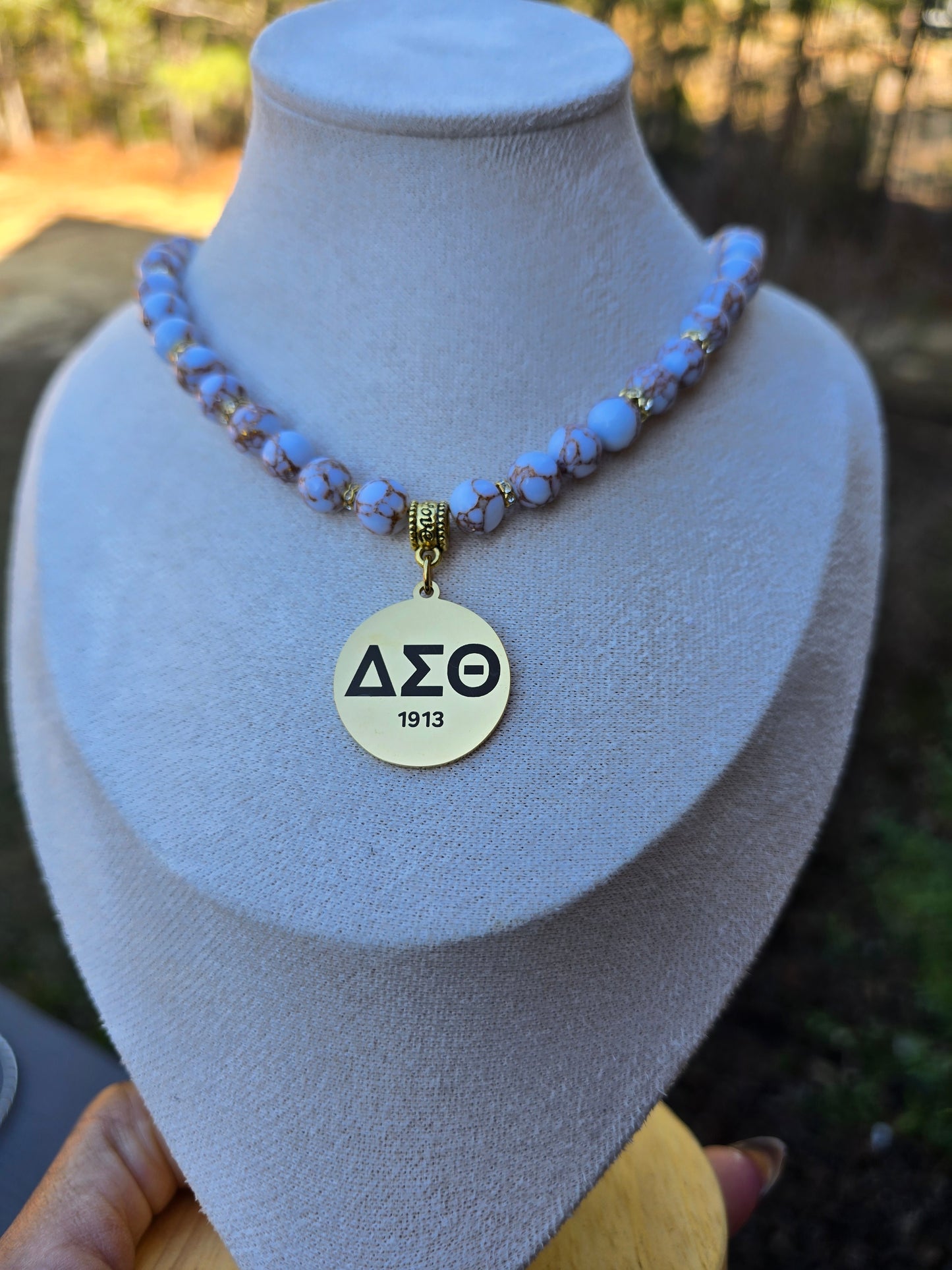 Delta Sigma Theta Beaded Gold Sorority Necklace