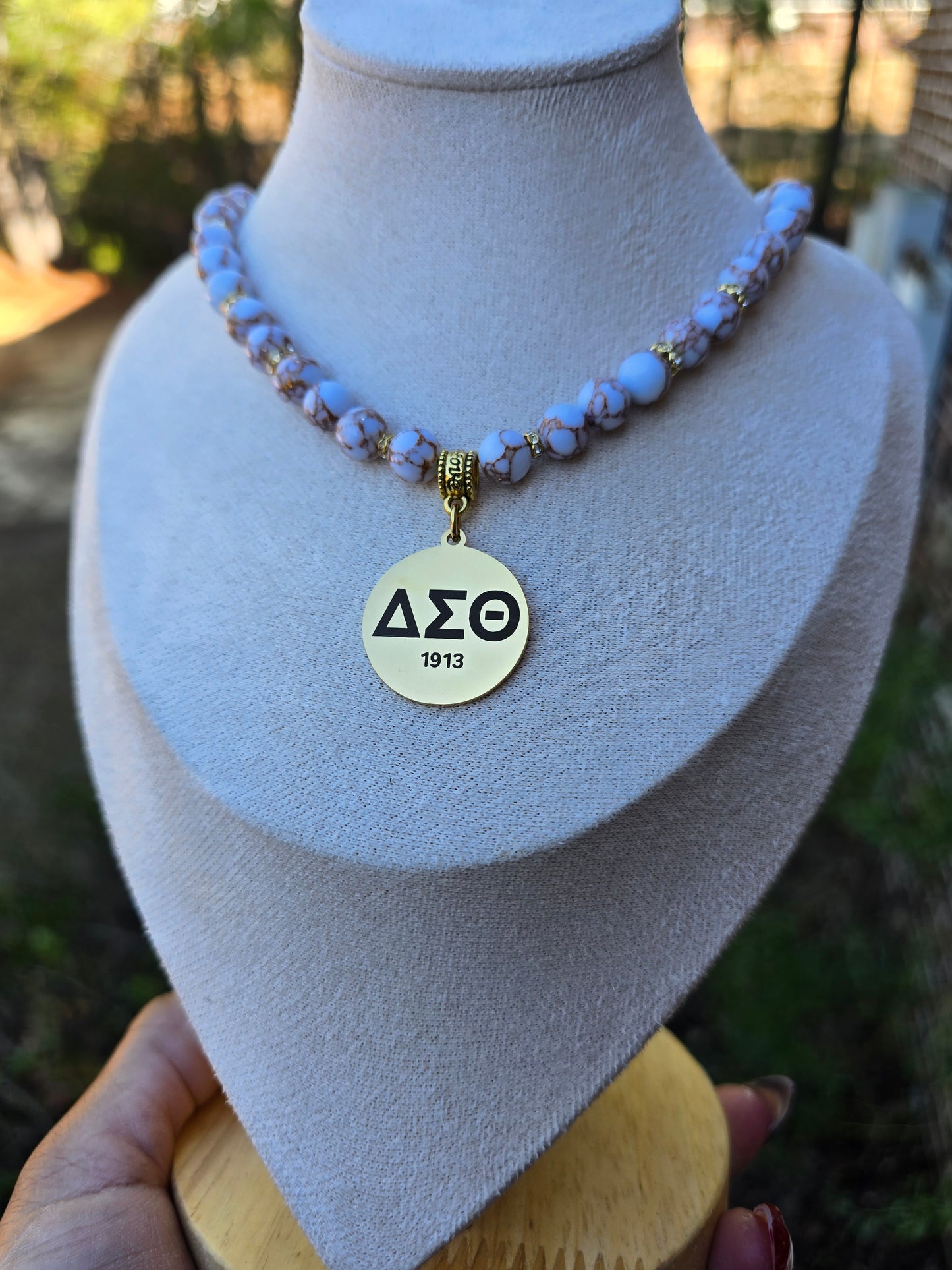 Delta Sigma Theta Beaded Gold Sorority Necklace