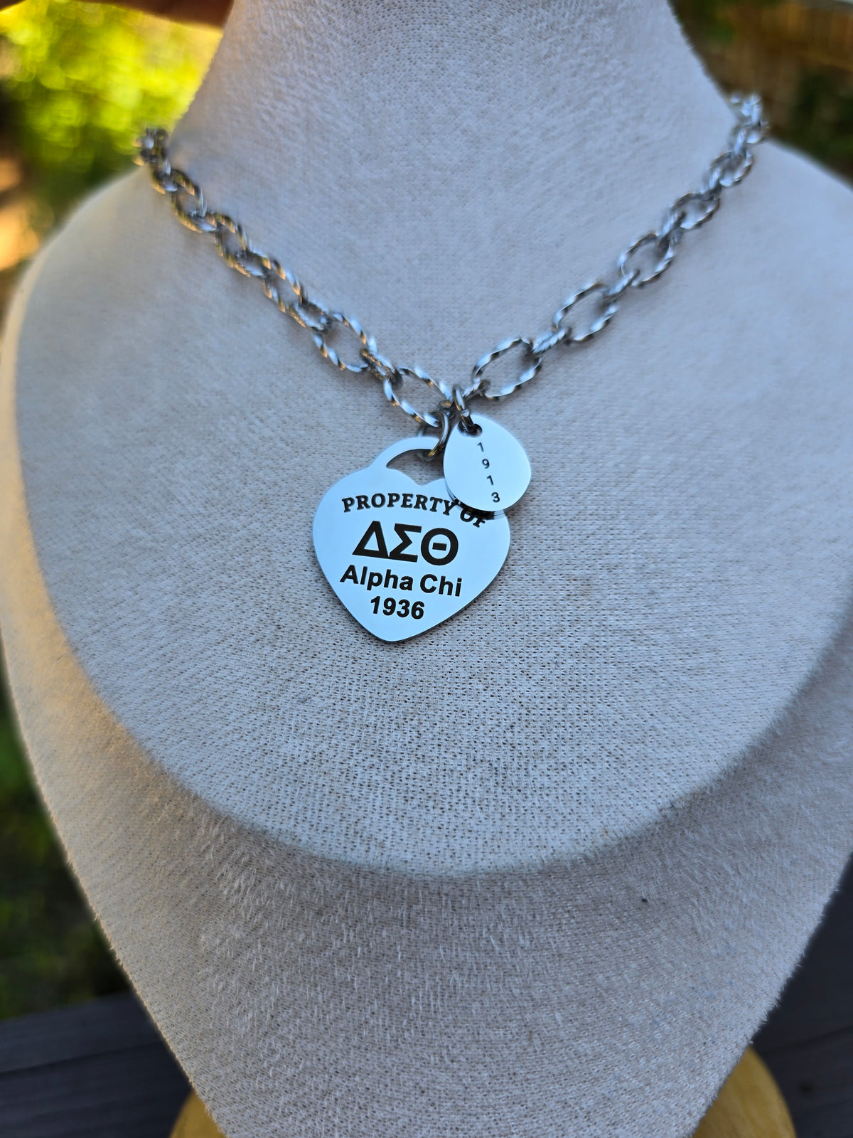 Property of Delta Sigma Theta Sorority Alpha Chi 1936 Custom Necklace