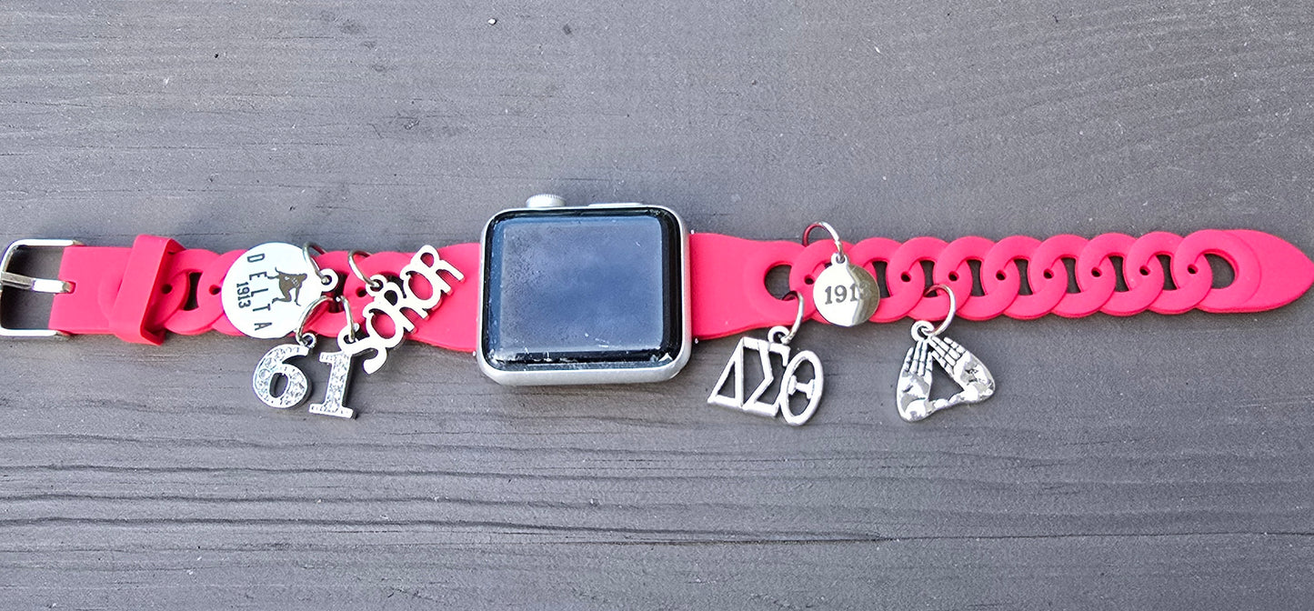 Delta Sigma Theta Silicone Apple Watch Band - Delta Sigma Theta Apple Watch Band- Sorority Watch Band - DST Watch Band - Delta Watch Band