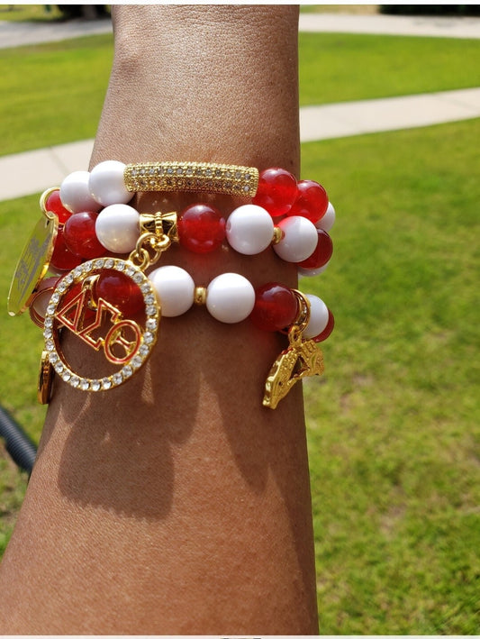 Custom Crimsom & Cream Sorority Bracelet