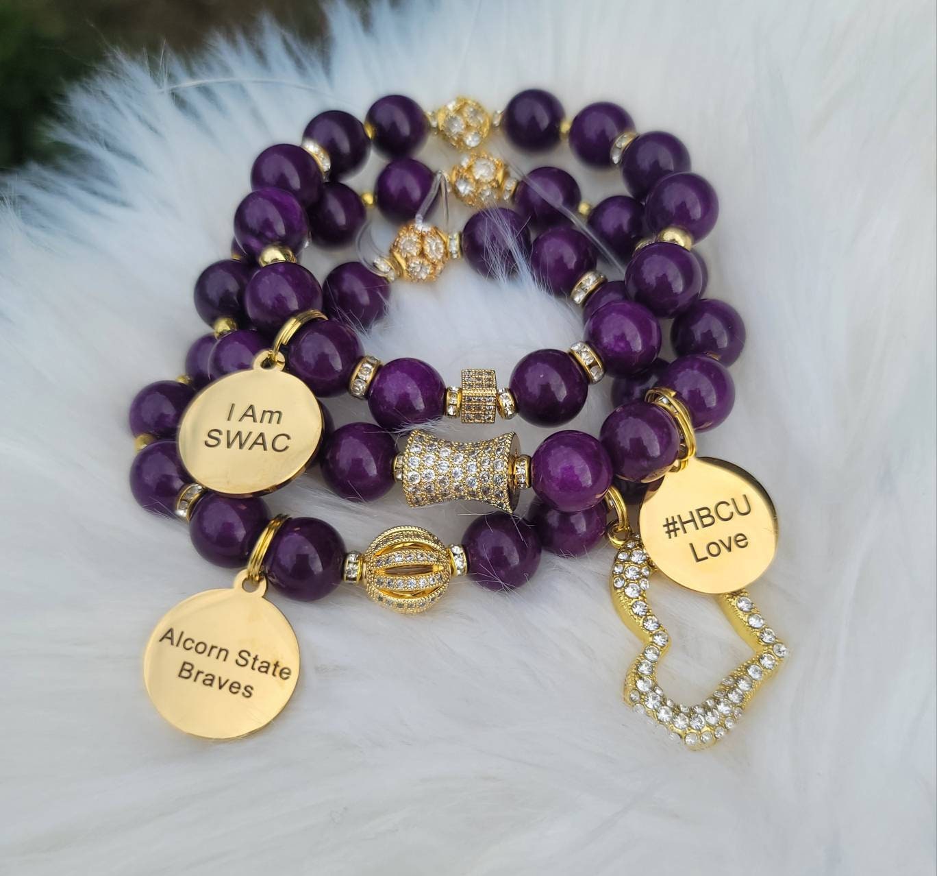 Alcorn State University Custom Fit HBCU Stack Bracelet Set