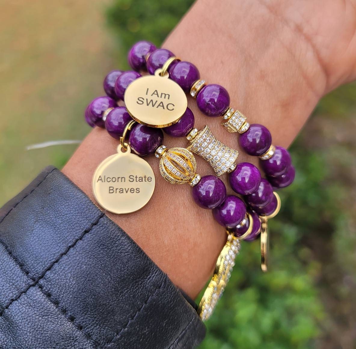 Alcorn State University Custom Fit HBCU Stack Bracelet Set