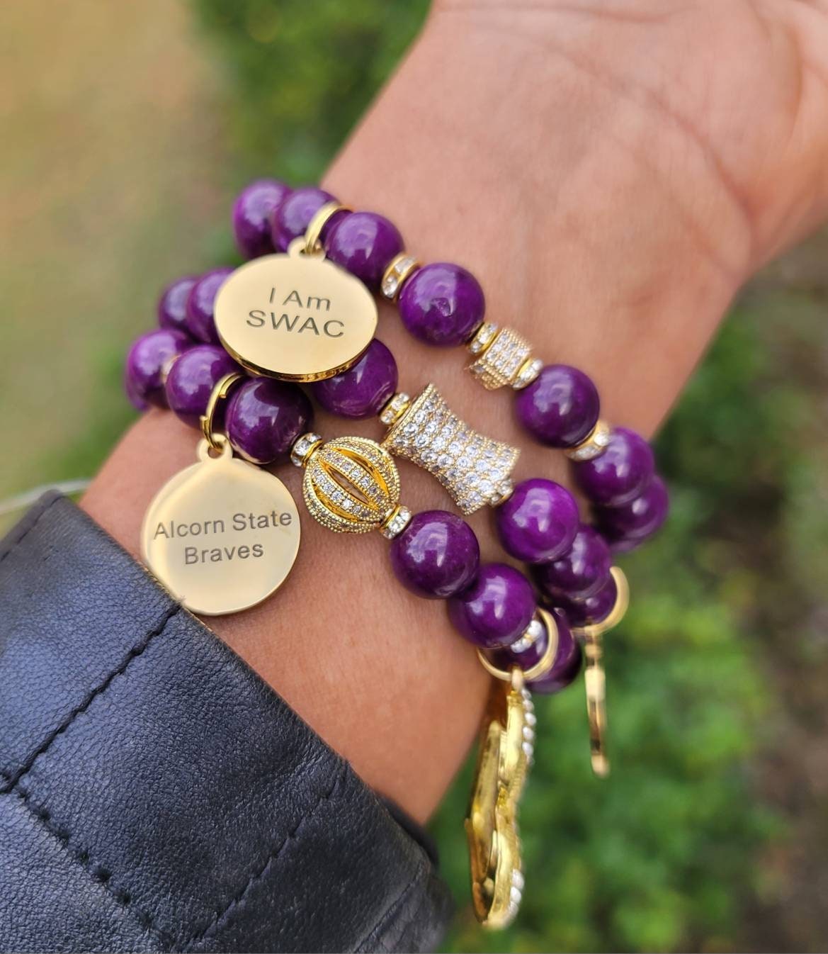 Alcorn State University Custom Fit HBCU Stack Bracelet Set