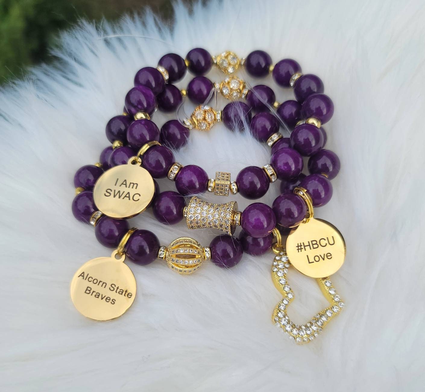 Alcorn State University Custom Fit HBCU Stack Bracelet Set