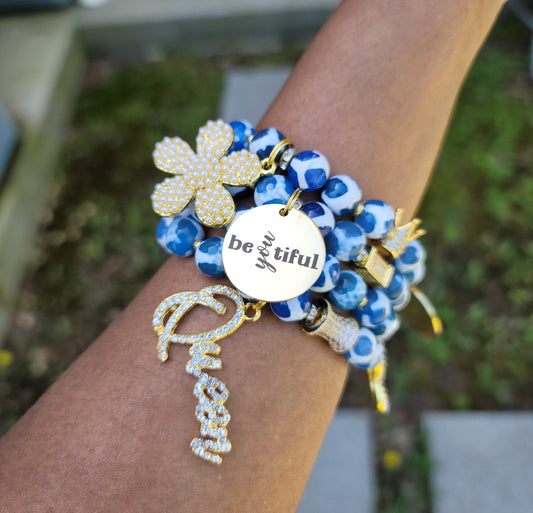 Mama/Mother Themed Stack Custom Fit Bracelet Set (charms may be changed)